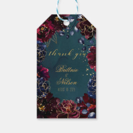 Blauwgroen Bordeaux Sapphire Jewel Tones Bruiloft Cadeaulabel