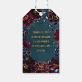 Blauwgroen Bordeaux Sapphire Jewel Tones Bruiloft Cadeaulabel (Achterkant)