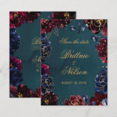 Blauwgroen Bordeaux Sapphire Jewel Tones Save The  Kaart (Voorkant / Achterkant)