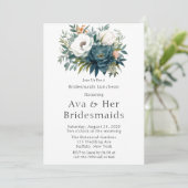 Blauwgroen Botanische Bloemen Pioen Bruidsmeisjes  Kaart (Staand voorkant)