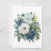 Blauwgroen Botanische Bloemen Pioen Bruiloft Koppe Kaart (Achterkant)