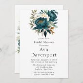 Blauwgroen Botanische Bloemen Pioen Vrijgezellenfe Kaart (Voorkant / Achterkant)