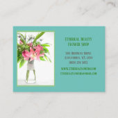 Blauwgroen botanische bloemenwinkel visitekaartje (Voorkant)