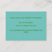 Blauwgroen botanische bloemenwinkel visitekaartje (Achterkant)