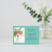 Blauwgroen botanische bloemenwinkel visitekaartje (Staand voorkant)