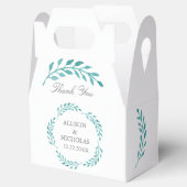 Blauwgroen botanische eenvoudige elegante moderne  bedankdoosjes (Geopend)