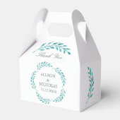 Blauwgroen botanische eenvoudige elegante moderne  bedankdoosjes (Voorkant Zijde)