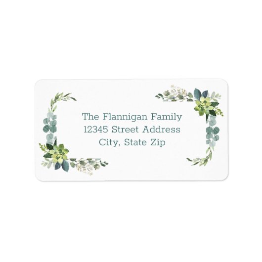 Blauwgroen Bouquet - Adreslabel Etiket (Voorkant)