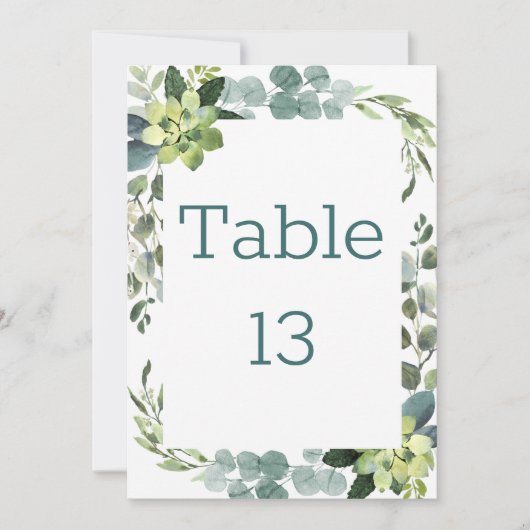 Blauwgroen Bouquet-gespreksstarter - tabelnummer Kaart (Voorkant)