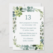 Blauwgroen Bouquet-gespreksstarter - tabelnummer Kaart (Achterkant)