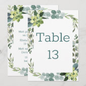 Blauwgroen Bouquet-gespreksstarter - tabelnummer Kaart (Voorkant / Achterkant)