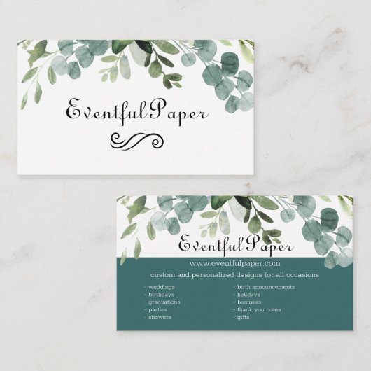 Blauwgroen Bouquet - Visitekaartje (Voorkant / Achterkant)