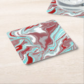 Blauwgroen, Bourgogne, rode en witte marmertruien Kartonnen Onderzetters (Schuin)