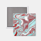 Blauwgroen, Bourgogne, rode en witte marmertruien Magneet (Voorkant / Achterkant)