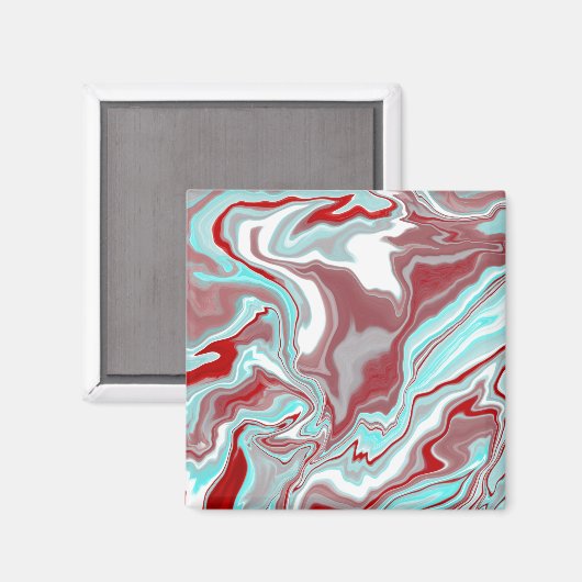 Blauwgroen, Bourgogne, rode en witte marmertruien Magneet (Voorkant / Achterkant)