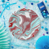 Blauwgroen, Bourgogne, rode en witte marmertruien Papieren Bordje (Feest)