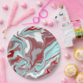 Blauwgroen, Bourgogne, rode en witte marmertruien Papieren Bordje (Feest)