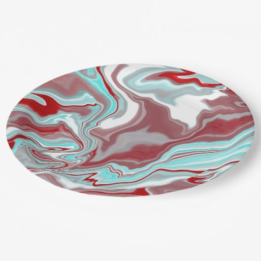 Blauwgroen, Bourgogne, rode en witte marmertruien Papieren Bordje (Gekanteld)