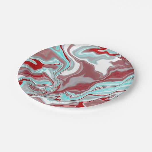 Blauwgroen, Bourgogne, rode en witte marmertruien Papieren Bordje (Gekanteld)