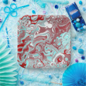 Blauwgroen, Bourgogne, rode en witte marmertruien Papieren Bordje (Feest)