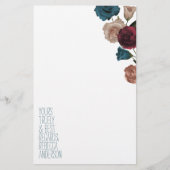 Blauwgroen, Bourgondische, Beige Rozen Persoonlijk (Voorkant)