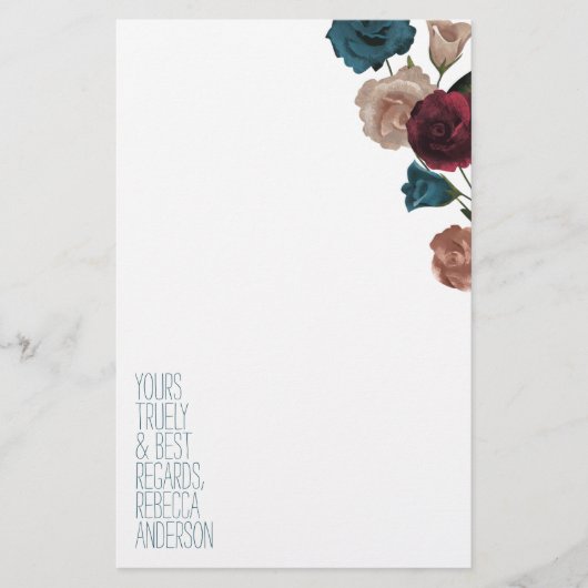 Blauwgroen, Bourgondische, Beige Rozen Persoonlijk (Voorkant)