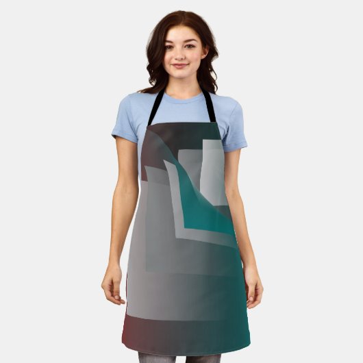 Blauwgroen Bourgondische grijze pagina's Schort (Gedragen)