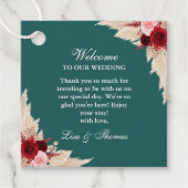 Blauwgroen Bourgondische Rozen bruiloft welkom Bedankjes Labels (Voorkant)