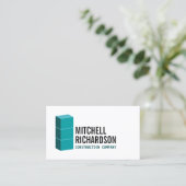 Blauwgroen bouwblokken betonconstructie bouwer visitekaartje (Staand voorkant)
