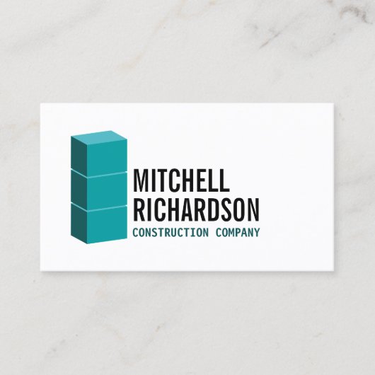 Blauwgroen bouwblokken betonconstructie bouwer visitekaartje (Voorkant)