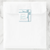 Blauwgroen Bow & Witte Stippen Vrijgezellenfeest Vierkante Sticker (Tas)