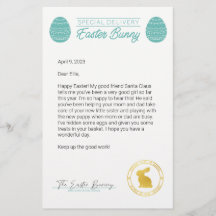 Blauwgroen brief van de paasbunny