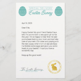 Blauwgroen brief van de paasbunny