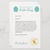 Blauwgroen brief van de paasbunny (Voorkant / Achterkant)