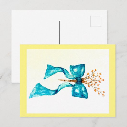 Blauwgroen briefkaart (Voorkant / Achterkant)