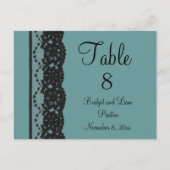 Blauwgroen Briefkaart Franse Lace Table Nummer (Voorkant)