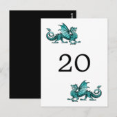 Blauwgroen Briefkaart Tabelnummer draak (Voorkant / Achterkant)