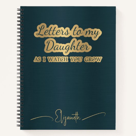 Blauwgroen brieven aan mijn dochter Keepsake Memor Notitieboek (Voorkant)