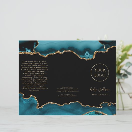 blauwgroen brochure en goudmakerij (Staand voorkant)