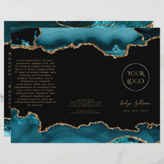 blauwgroen brochure en goudmakerij (Voorkant / Achterkant)