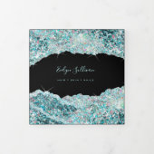 Blauwgroen brochure voor glitter- drieluik kaart (Cover)