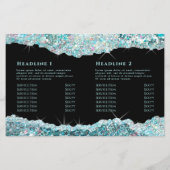 Blauwgroen brochure voor nevelglitter (Achterkant)