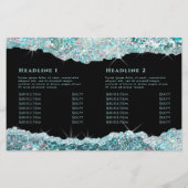 Blauwgroen brochure voor nevelglitter (Achterkant)