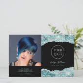 Blauwgroen brochure voor nevelglitter (Staand voorkant)