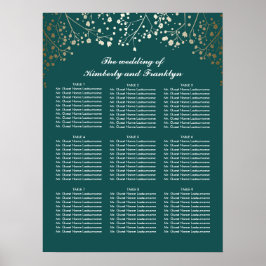 Blauwgroen bruidskaart voor gouden baby's poster