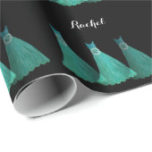 BLAUWGROEN bruidsmeisje jurken aangepaste naam v13 Cadeaupapier (Rol Hoek)