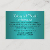 Blauwgroen bruiloft accommodatie - Receptie Kaarte Informatiekaartje (Achterkant)