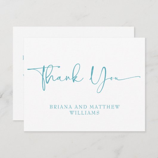 Blauwgroen bruiloft dank u kaart (Voorkant / Achterkant)