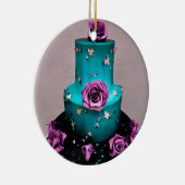 Blauwgroen bruiloft keramisch ornament (Rechts)