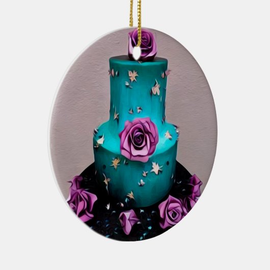 Blauwgroen bruiloft keramisch ornament (Rechts)